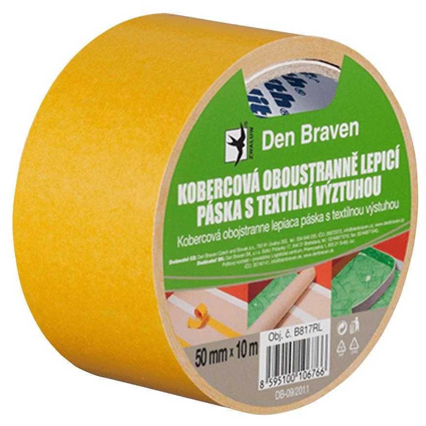 Kobercová oboustranně lepicí páska s  textilní výztuhou Den Braven 50 mm x 25 m Den Braven