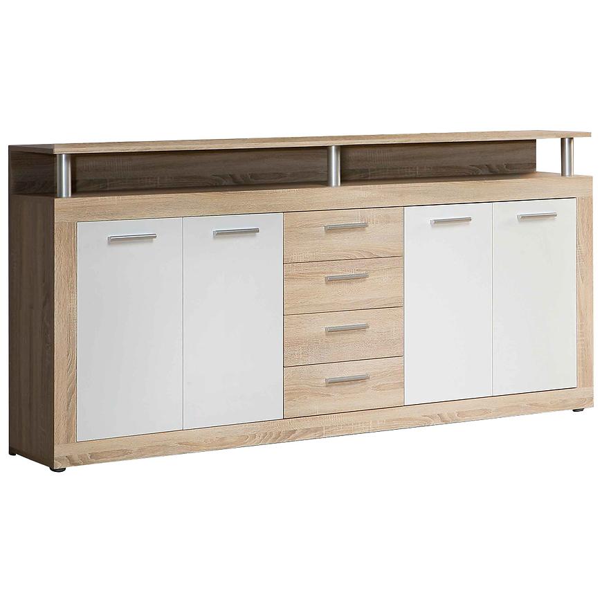 Komoda Cava 197cm Bílá/Dub Sonoma Baumax