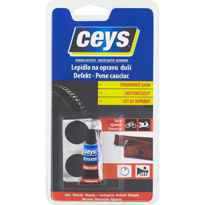 Lepidlo Ceys Oprava defektu na opravu duší správková sada 5 ml + 4 záplaty Ceys