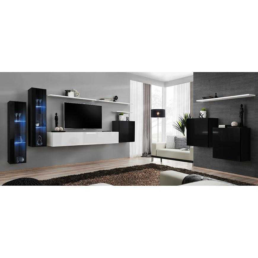 Obývací Stěna Switch Sklo+Led Xi Černá/Bílý Baumax