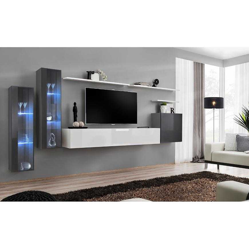 Obývací Stěna Switch Sklo+Led Xi Grafit/Bílý Baumax