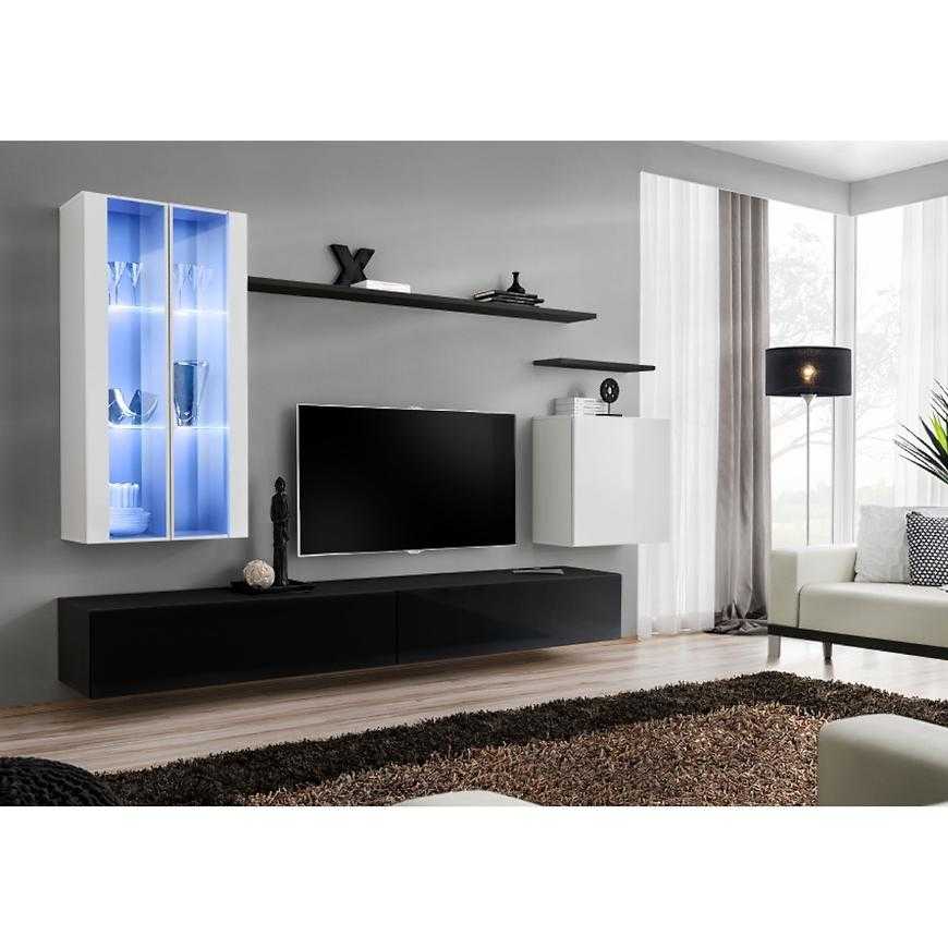 Obývací Stěna Switch Sklo+Led Xii Bílý/Černá Baumax