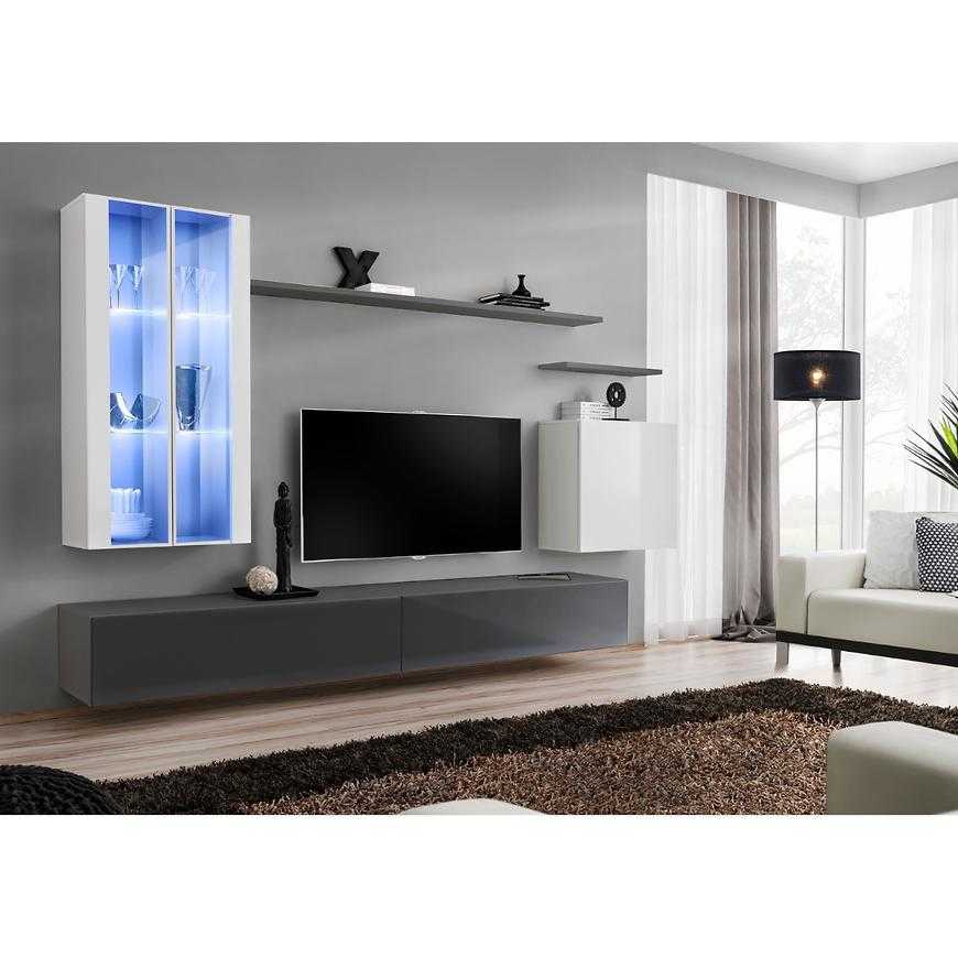 Obývací Stěna Switch Sklo+Led Xii Bílý/Grafit Baumax