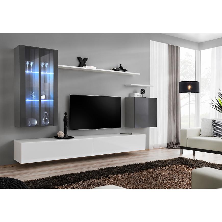 Obývací Stěna Switch Sklo+Led Xii Grafit/Bílý Baumax