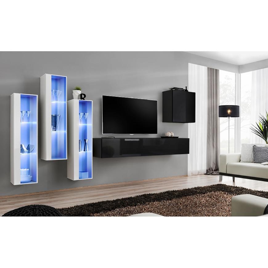 Obývací Stěna Switch Sklo+Led Xiii Bílý/Černá Baumax