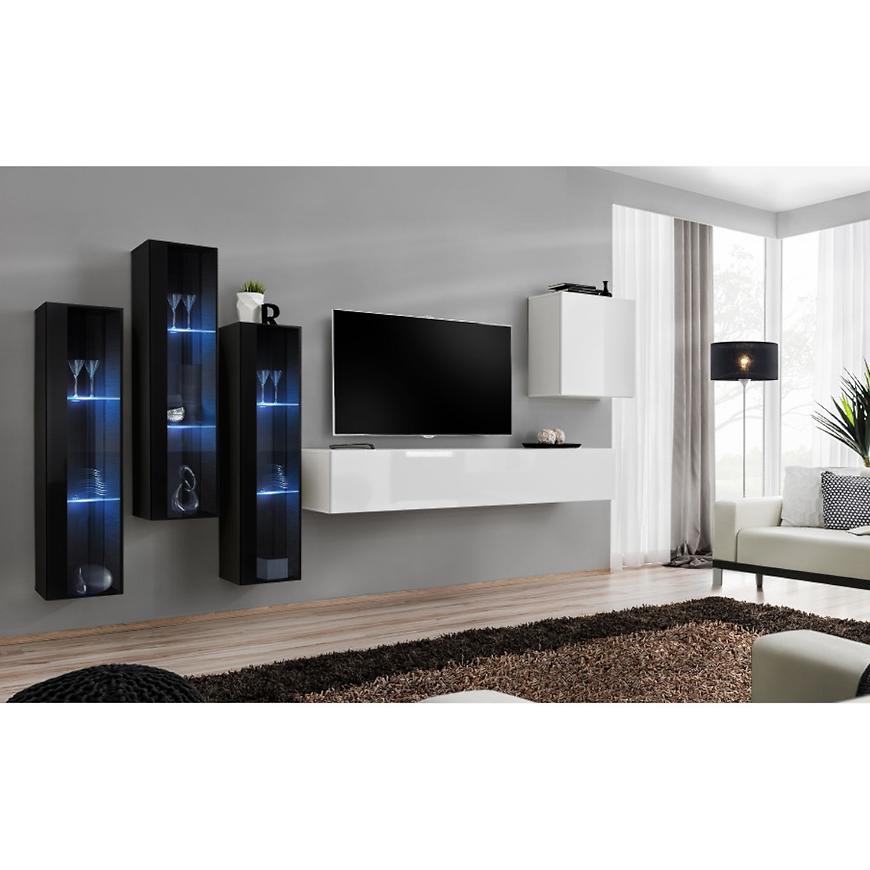 Obývací Stěna Switch Sklo+Led Xiii Černá/Bílý Baumax