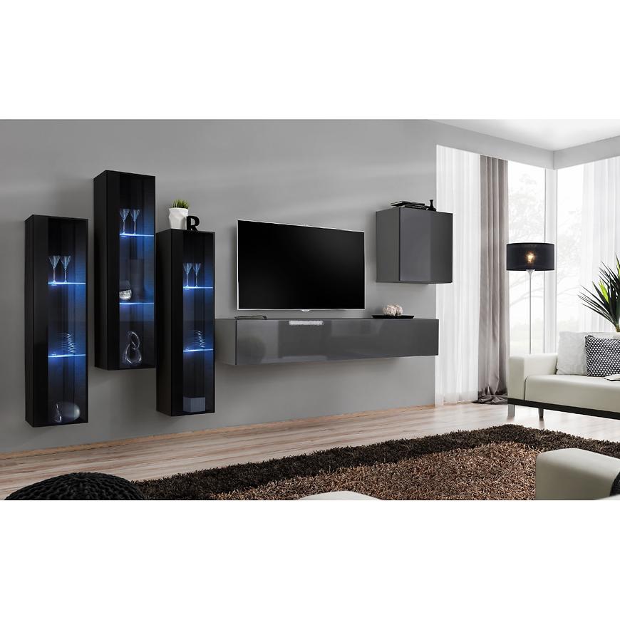 Obývací Stěna Switch Sklo+Led Xiii Černá/Grafit Baumax