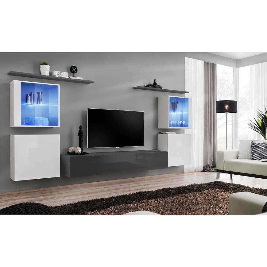 Obývací Stěna Switch Sklo+Led Xiv Bílý/Grafit Baumax