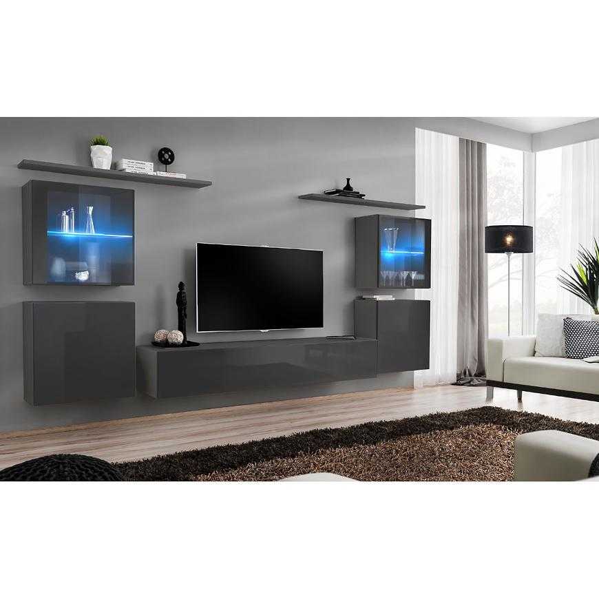 Obývací Stěna Switch Sklo+Led Xiv Grafit Baumax