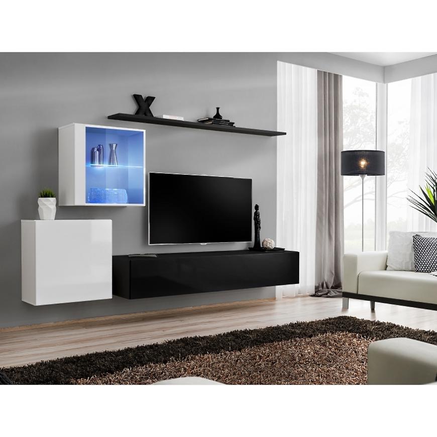 Obývací Stěna Switch Sklo+Led Xv Bílý/Černá Baumax
