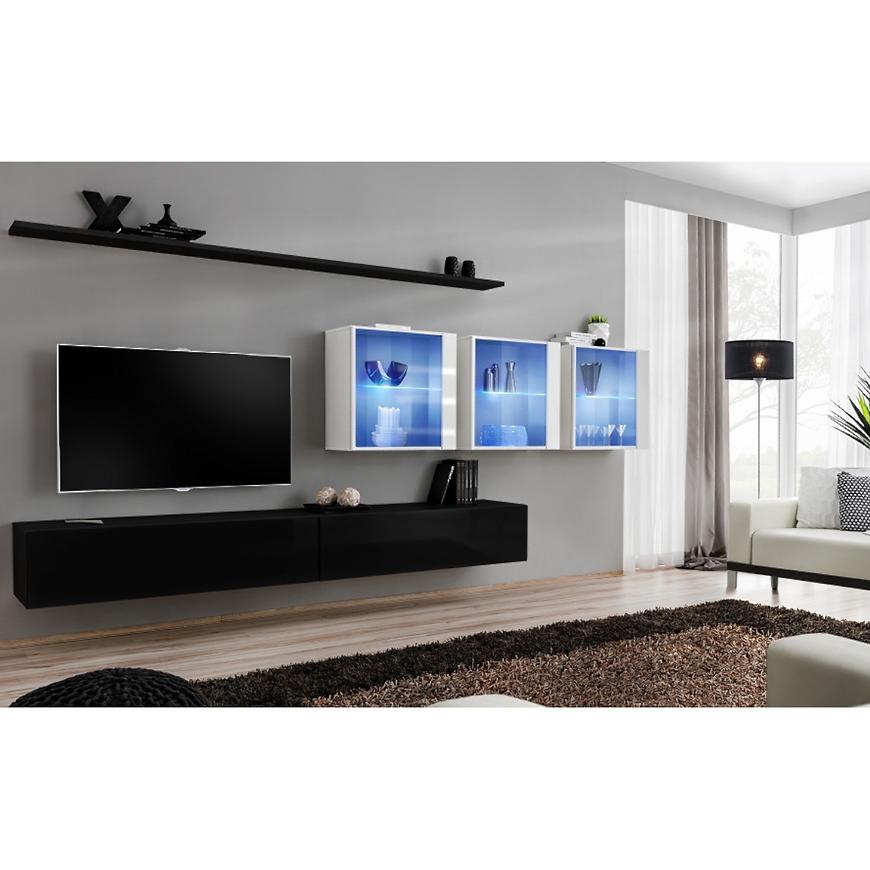 Obývací Stěna Switch XVII Sklo + LED Černá/Bílý Baumax