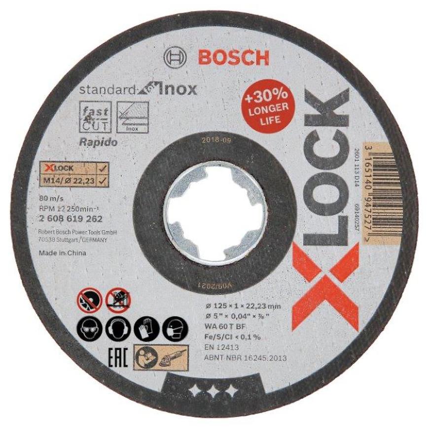 Plochý řezný kotouč standard for inox x-lock 125mm x1mm Bosch