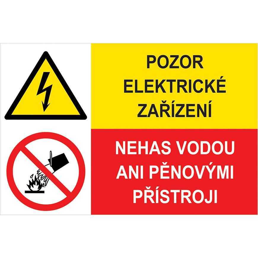 Pozor elektrické zařízení. Nehas vodou ani pěn 75 x 50 mm Baumax