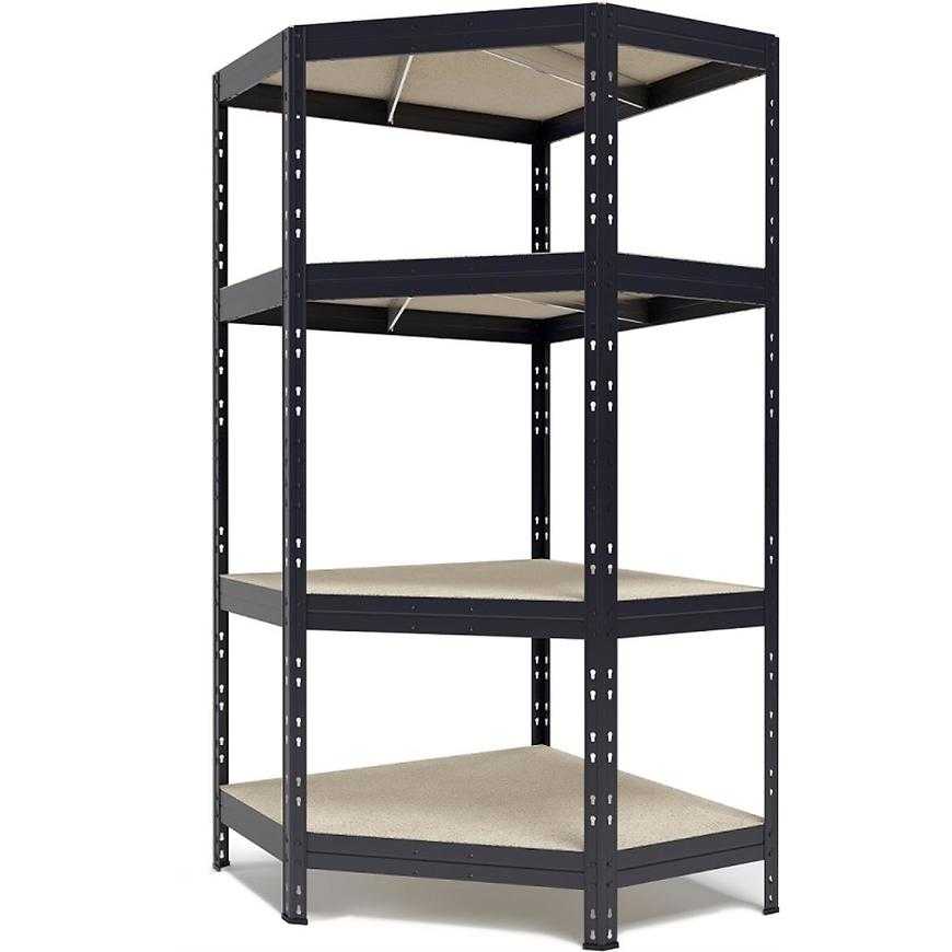 Regál rohový bezšroubový rivet antracit 180x90x45 (250kg) Technometal
