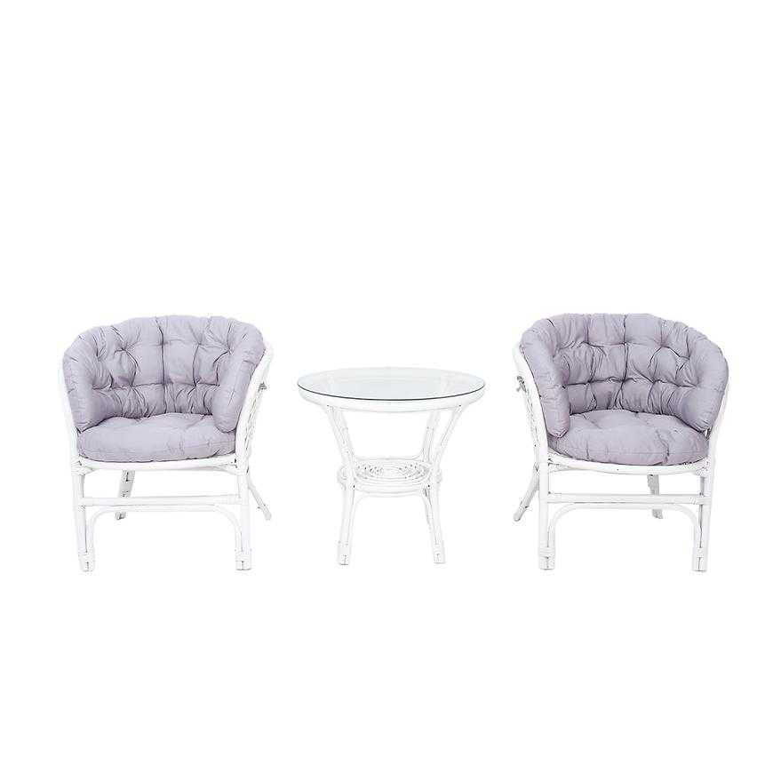 Sada rattan Bahama 1+2 šedá/bílý Baumax