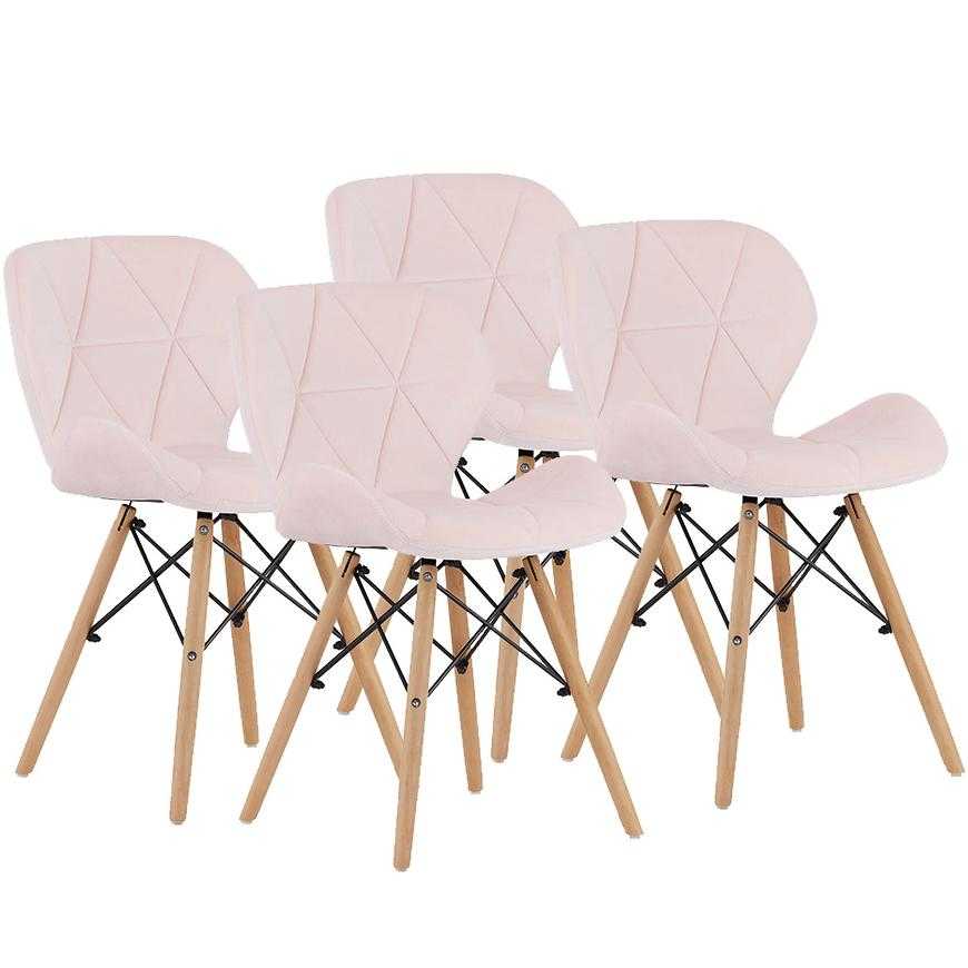 Set 4 Židlí Lago Samet Růž/ Nohy Dřevo 4911 Baumax
