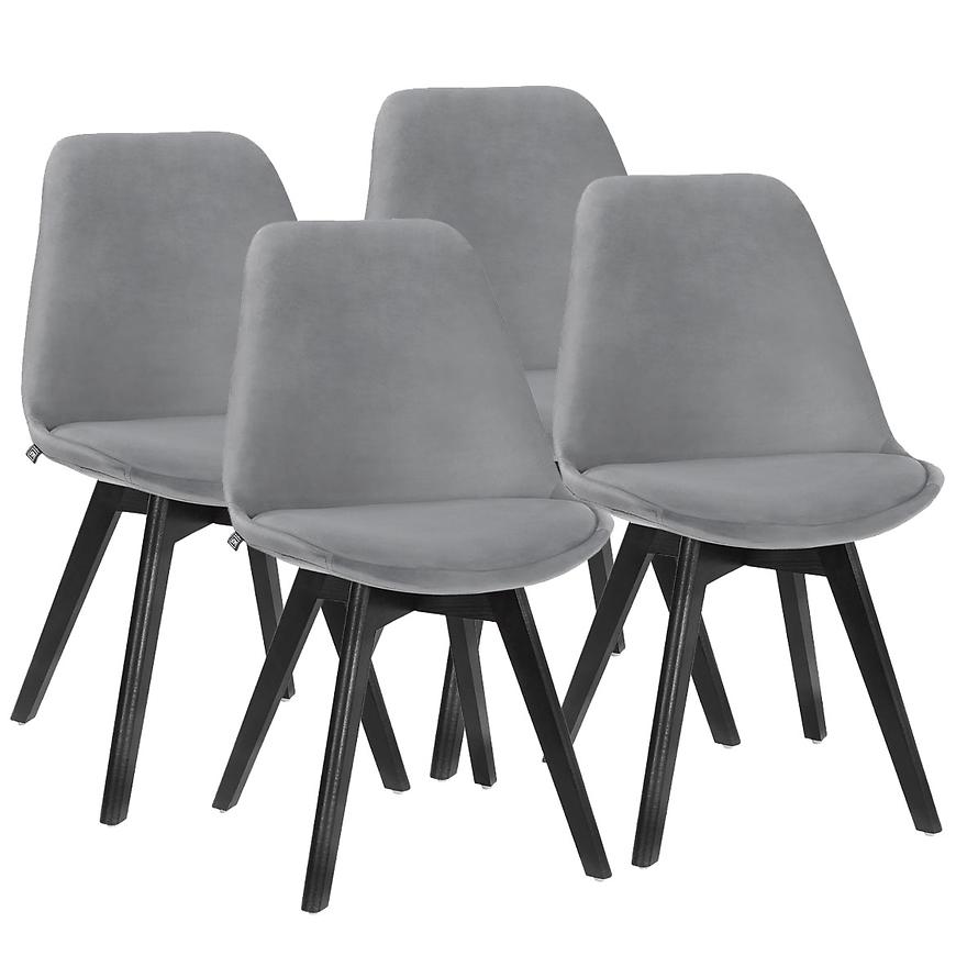 Set 4 Židlí Nori Tmavy Šedý Samet/Nohy Černé 7769 Baumax
