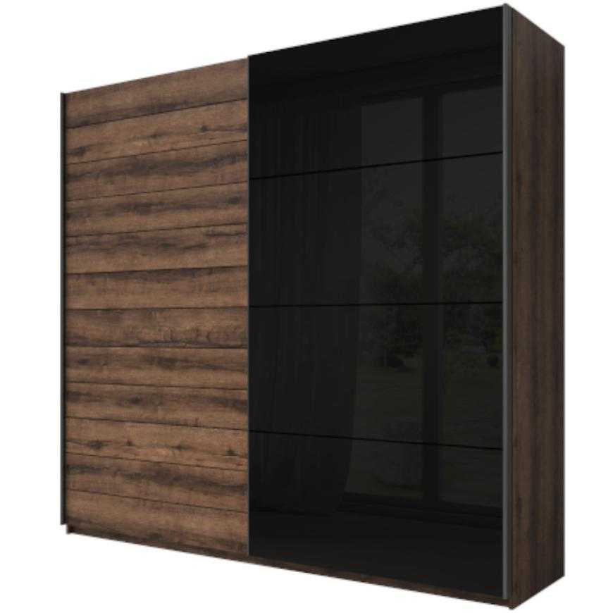 Skříň Galaxy 270cm dub monastery/černé sklo Baumax