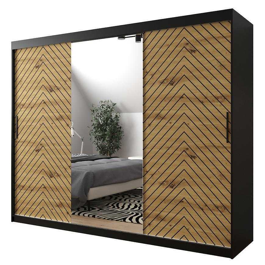 Skříň Jodełka 2 250 Černá/Dub Artisan/Černá Baumax