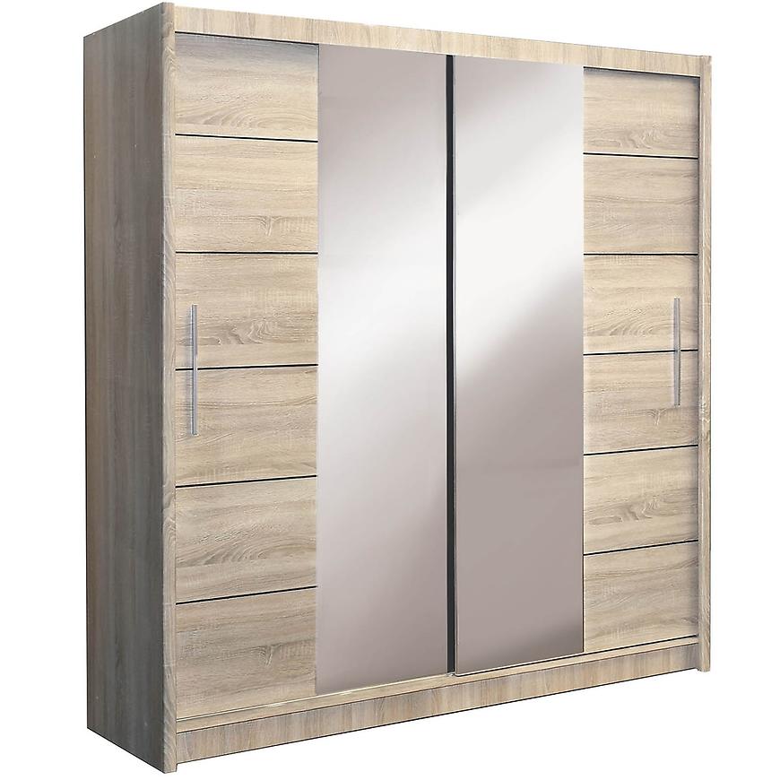 Skříň Lizbona-2 203cm Dub Sonoma/Kouřové Zrcadlo Baumax