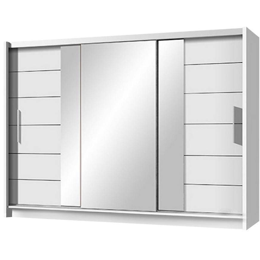 Skříň Lizbona-2 250cm Bílá/Zrcadlo Baumax