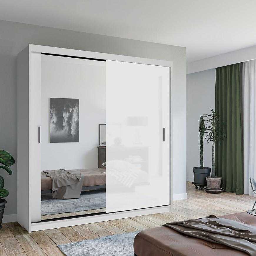 Skříň Lux 203 bílý + 1 x zrcadlo /  1 x bílý lesk Baumax