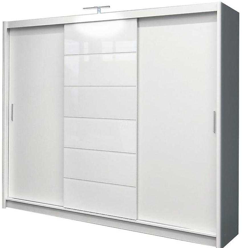Skříň Malibu 250cm Bílá/Bíle Sklo Baumax