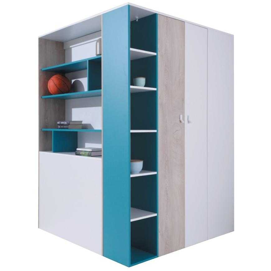 Skříň Planet 135 cm Bílý/Dub/Tyrkysový Baumax