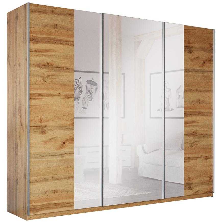 Skříň Praga 250cm Dub Wotan/Zrcadlo Baumax