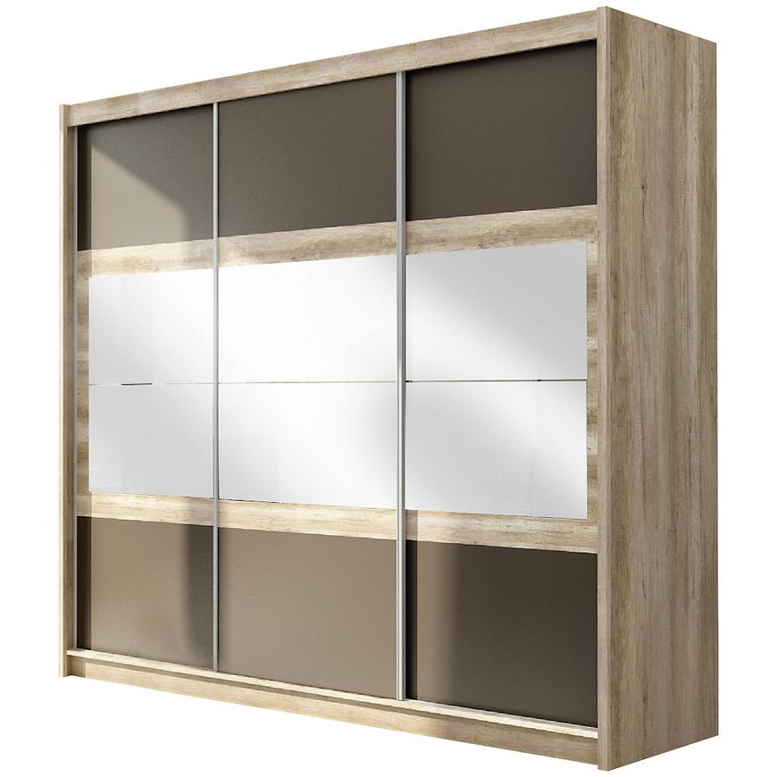 Skříň Salwador 250cm  Dub Canyon/Lava/Zrcadlo Baumax