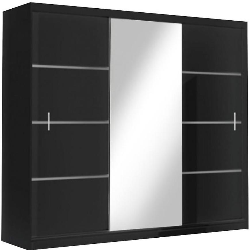 Skříň Vista 250cm Černá/Zrcadlo Mat Baumax