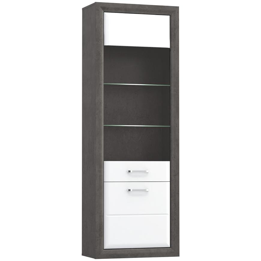Vitrína 69 cm Lenox Bílý Lesk/Beton Baumax