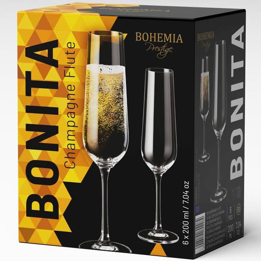 Bohemia prestige bonita sklenička na šampaňské 200ml 6x 802282