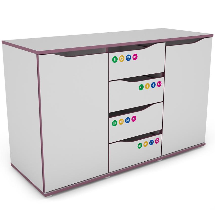 Komoda Matrix 120 4s 2d bílá/fialový Baumax