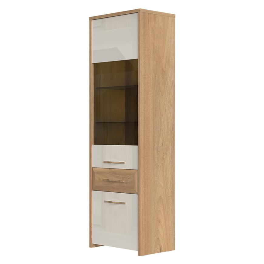 Vitrína Gala V61-2KS1F/GL pacific walnut/beige Baumax