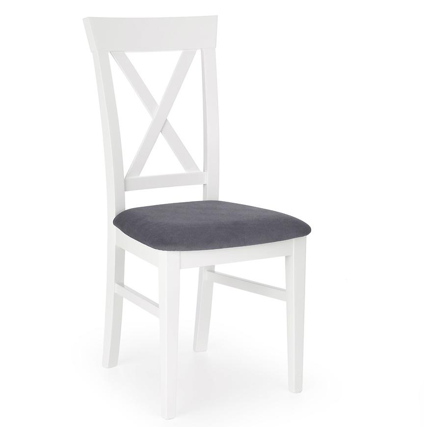 Židle Bergamo dřevo bílá/šedá 46x47x92 Baumax