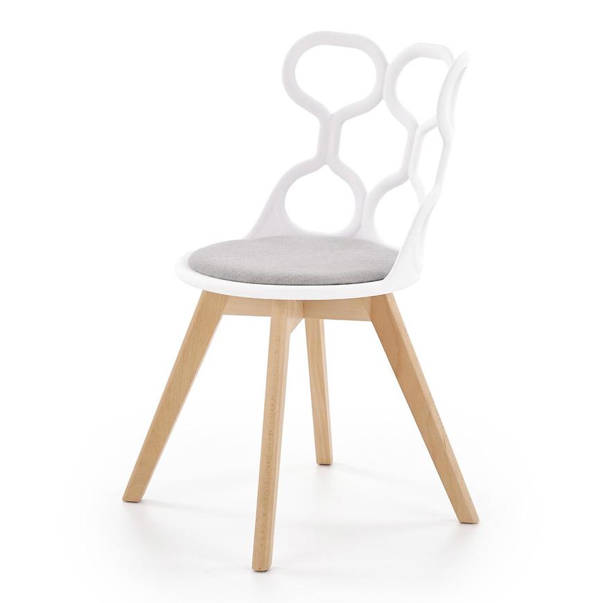 Židle K308 polypropylen/dřevo/látka bílá/šedá Baumax