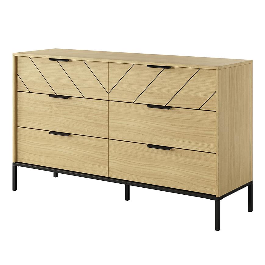 Komoda VERSO 138 6S scandi dub/černá Baumax
