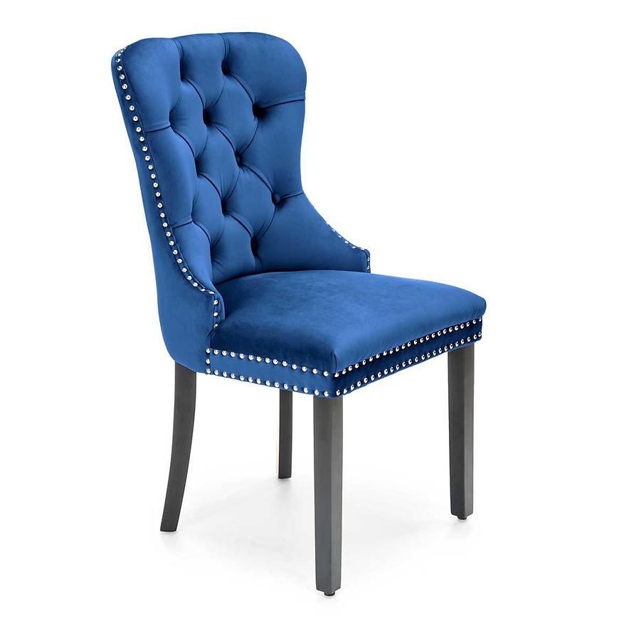 Židle Miya dřevo/samet černá/modrá 54x60x100 Baumax