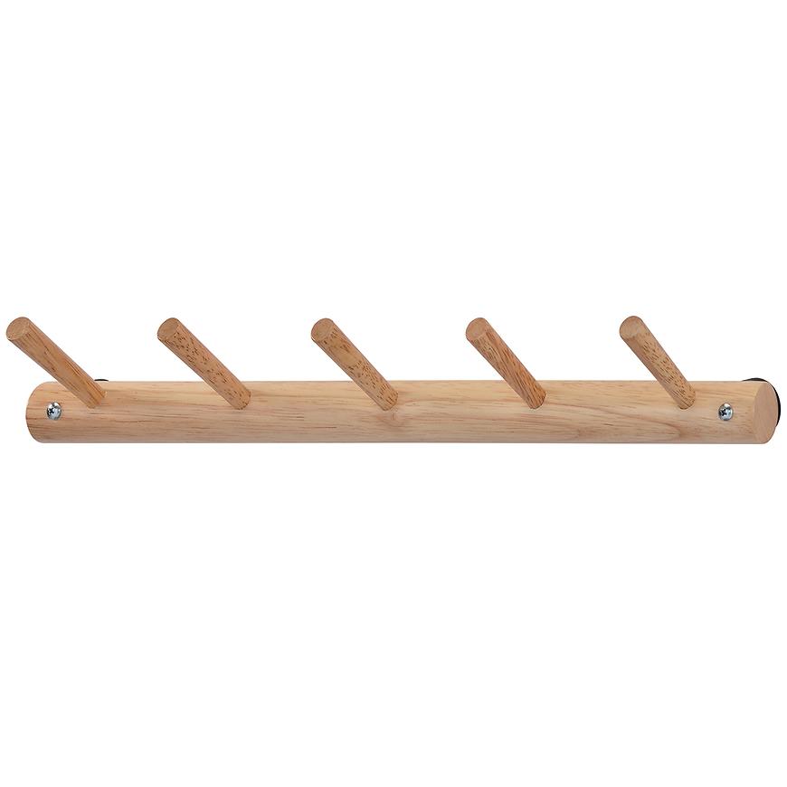 Nástěnný dřevěný věšák s háčky GC7316-5 přírodní Baumax