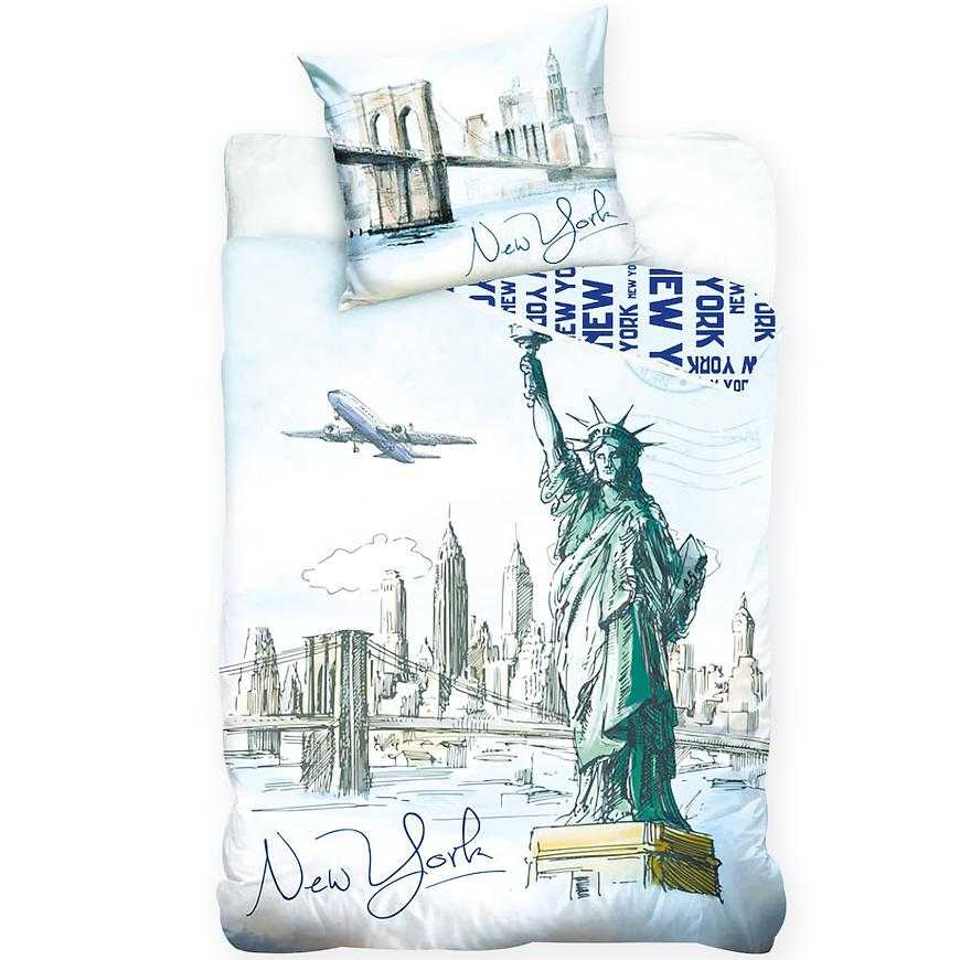 Povlečení bavlna 70x90/140x200 New York Statue Vesna