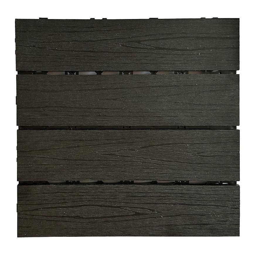 Terasová dlaždice tmavě antracit dřevo 300X300 Parquet Mercado