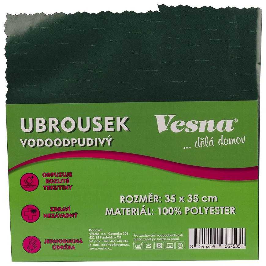 Ubrousek 35x35 vodoodpudivá úprava tm. zelená Vesna