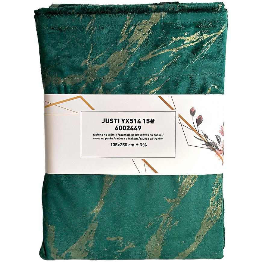 Závěs na řasící pásce Velvet Justi YX514/15 135x250 zelený Baumax