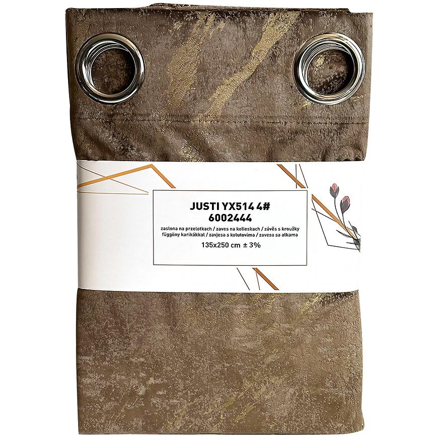 Závěs s oky Velvet Justi YX514/4 135x250 hnědý Baumax