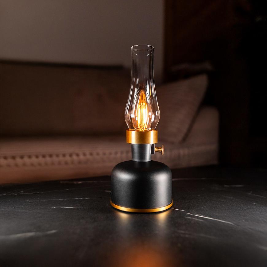 Stolní lampa Olia USB IP44 black DUWI