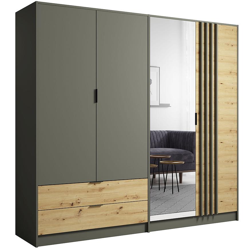Skříň Rimini 4d2s šedá/dub artisan Baumax